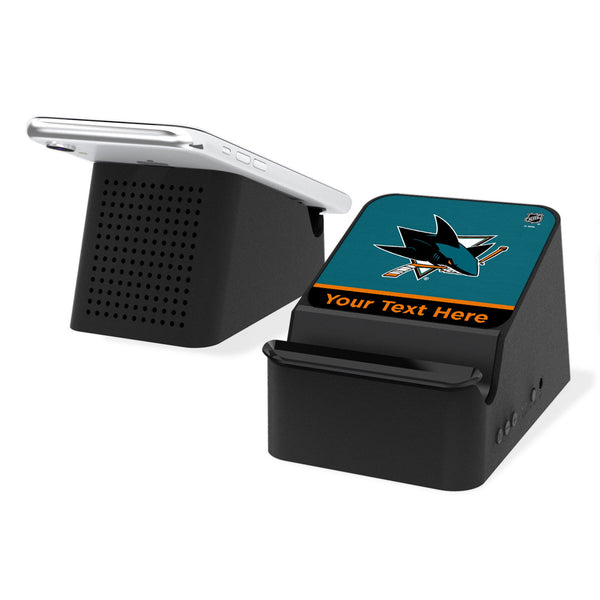 San Jose Sharks Personalized Endzone Solid Wireless Charging Station and Bluetooth Speaker
