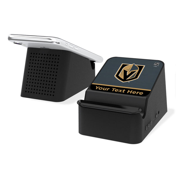 Vegas Golden Knights Personalized Endzone Solid Wireless Charging Station and Bluetooth Speaker