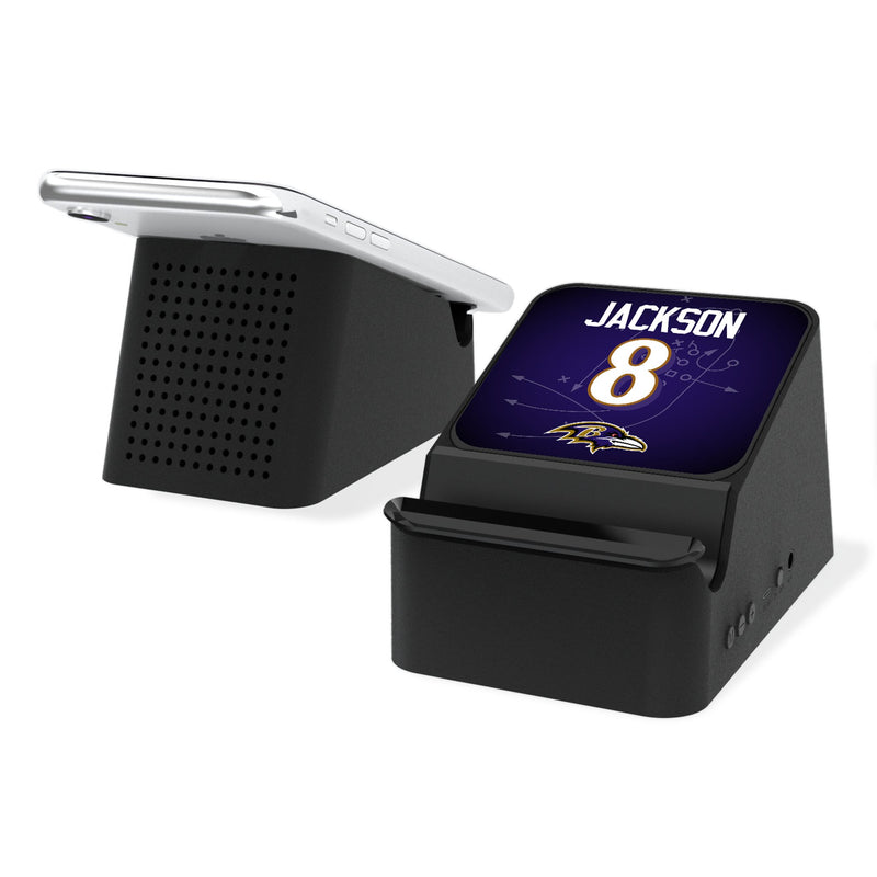 Lamar Jackson Baltimore Ravens 8 Ready Wireless Charging Station and Bluetooth Speaker