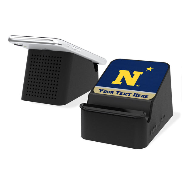 United State Naval Academy Midshipmen Personalized Endzone Solid Wireless Charging Station and Bluetooth Speaker