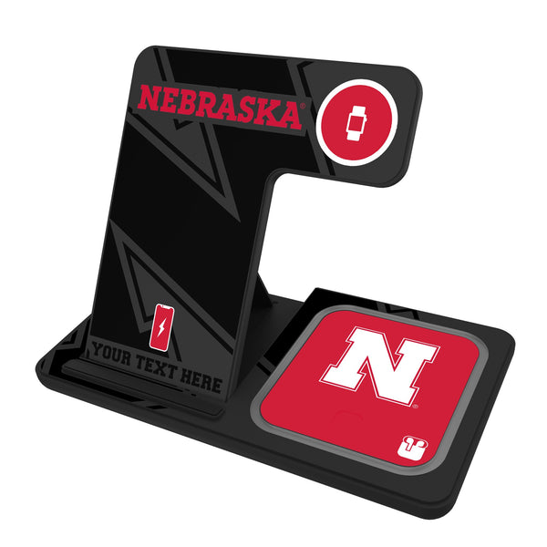University of Nebraska Huskers Block N Personalized Tilt 3 in 1 Charging Station