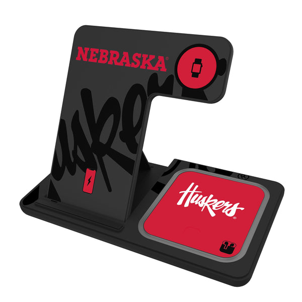 University of Nebraska Huskers Monocolor Tilt 3 in 1 Charging Station