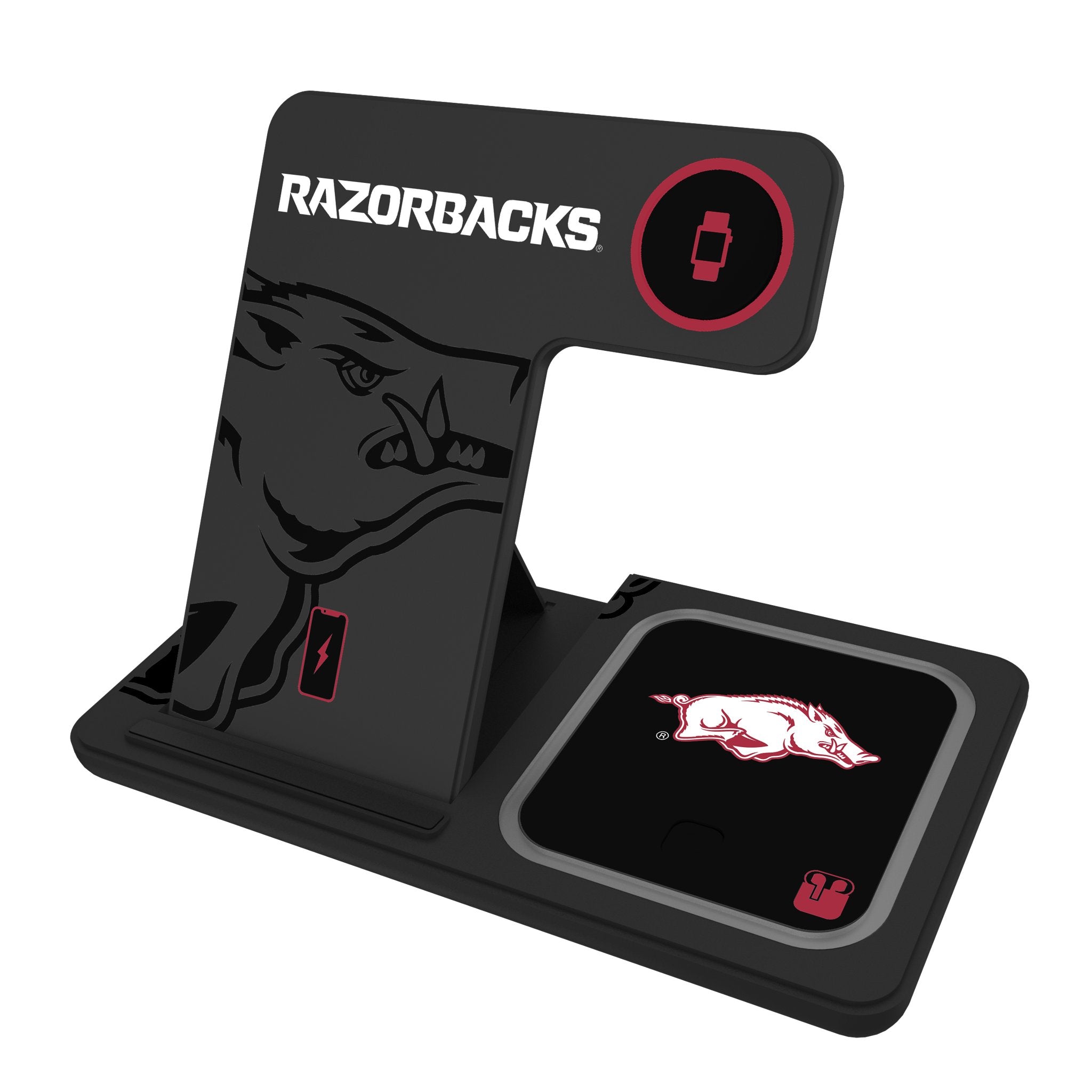 University of Arkansas Fayetteville Razorbacks Monocolor Tilt 3 in 1 Charging Station