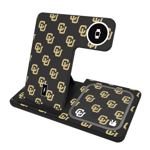 University of Colorado Buffaloes Fashion Pattern 3 in 1 Charging Station