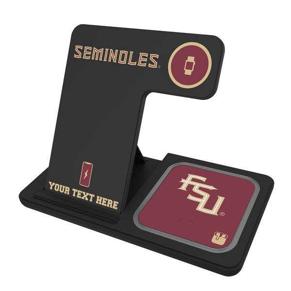 Florida State University Seminoles Athletic Wordmark Personalized Tilt 3 in 1 Charging Station
