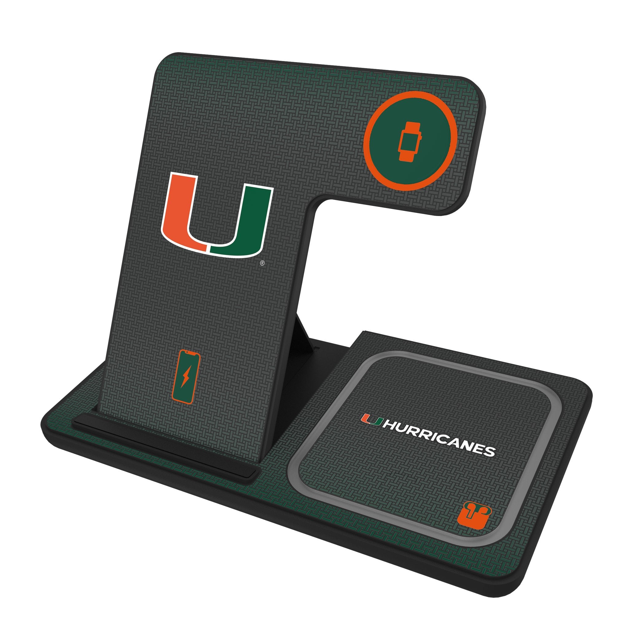 University of Miami Hurricanes Linen 3 in 1 Charging Station