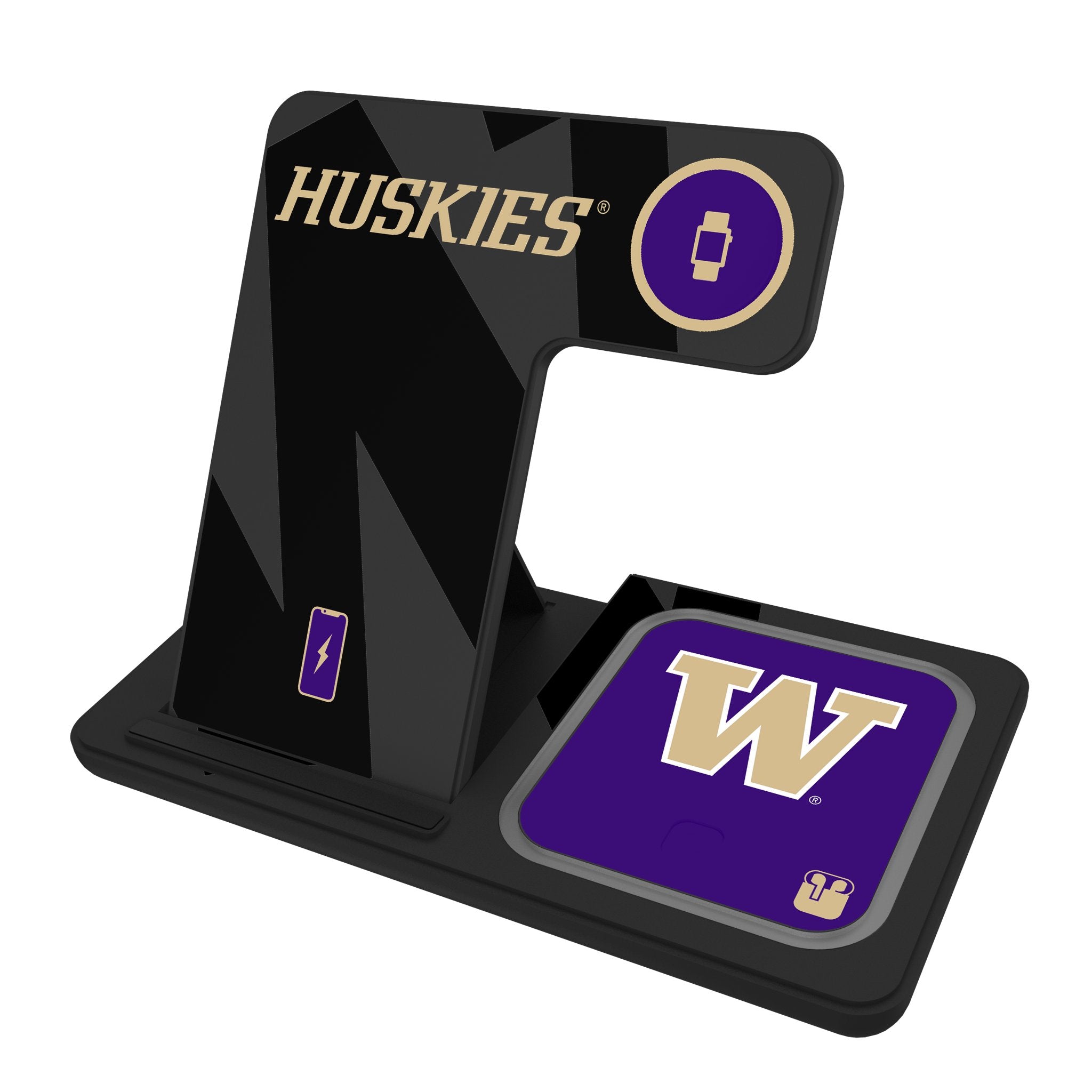 University of Washington Huskies Monocolor Tilt 3 in 1 Charging Station
