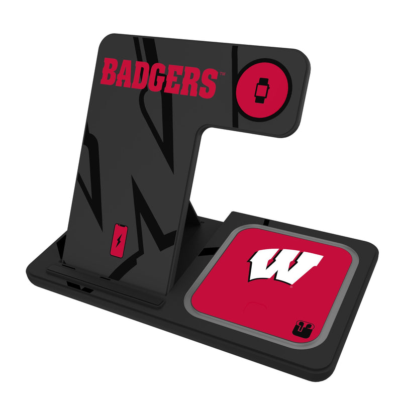 University of Wisconsin Badgers Monocolor Tilt 3 in 1 Charging Station