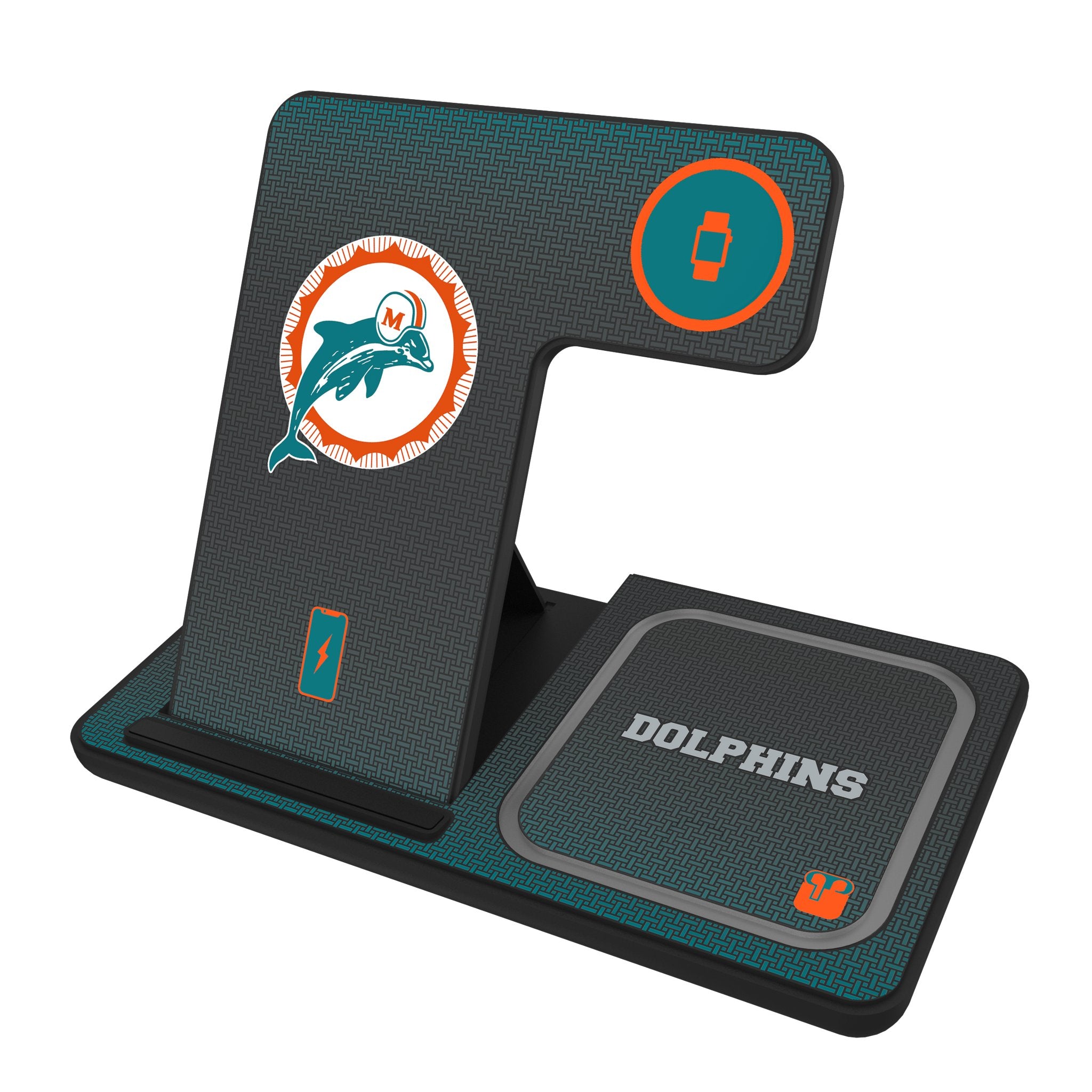 Miami Dolphins 1966-1973 Historic Collection Linen 3 in 1 Charging Station