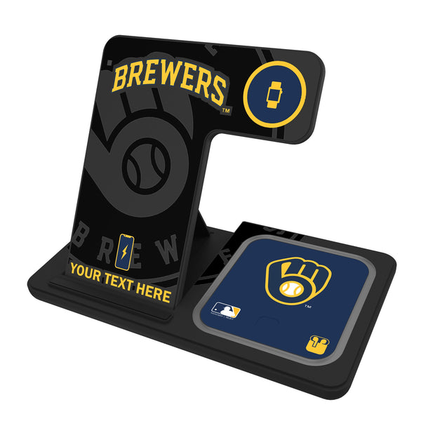 Milwaukee Brewers Personalized Tilt 3 in 1 Charging Station