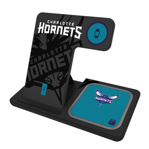 Charlotte Hornets Monocolor Tilt 3 in 1 Charging Station