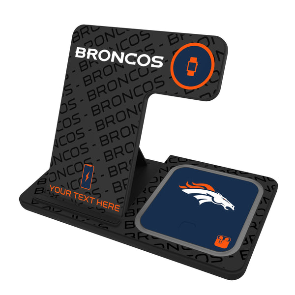 Denver Broncos Personalized Tilt 3 in 1 Charging Station