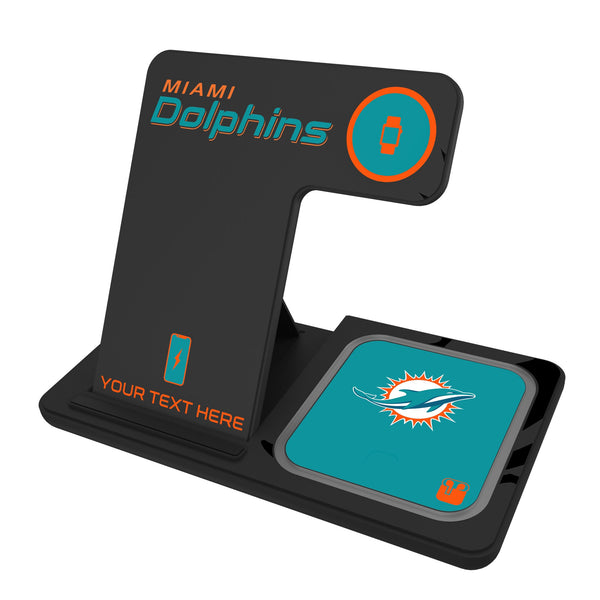 Miami Dolphins Personalized Tilt 3 in 1 Charging Station