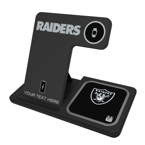 Las Vegas Raiders Personalized Tilt 3 in 1 Charging Station
