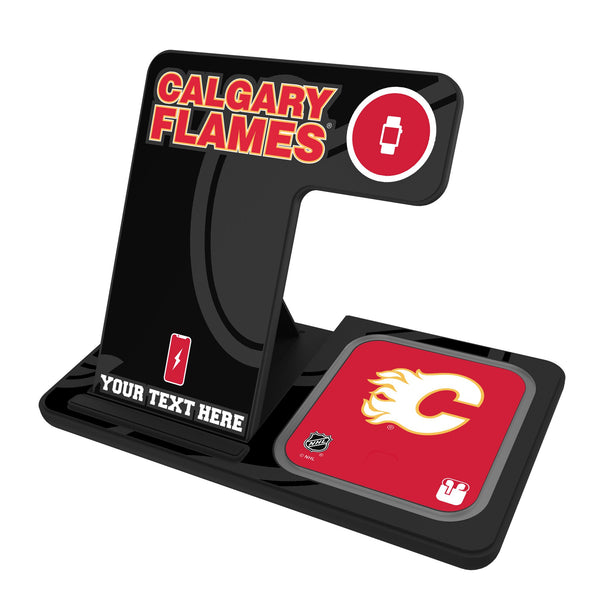 Calgary Flames Personalized Tilt 3 in 1 Charging Station