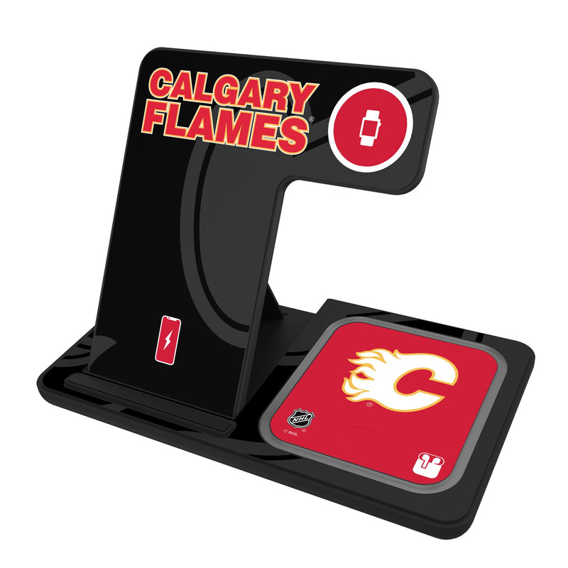 Calgary Flames Monocolor Tilt 3 in 1 Charging Station