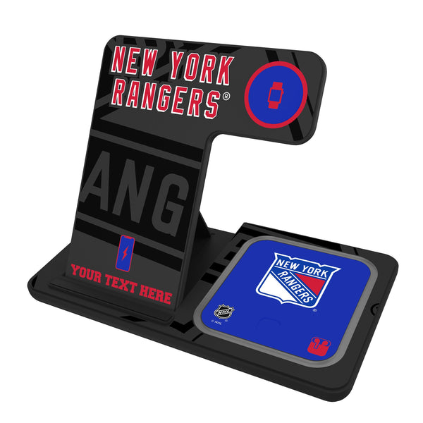 New York Rangers Personalized Tilt 3 in 1 Charging Station