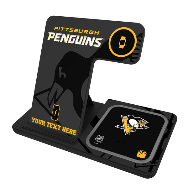 Pittsburgh Penguins Personalized Tilt 3 in 1 Charging Station
