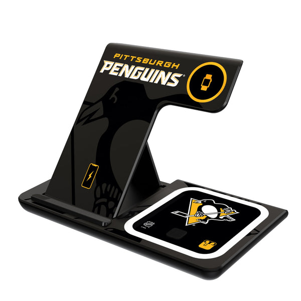 Pittsburgh Penguins Monocolor Tilt 3 in 1 Charging Station