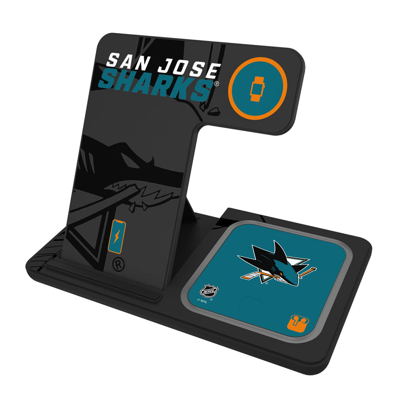 San Jose Sharks Monocolor Tilt 3 in 1 Charging Station