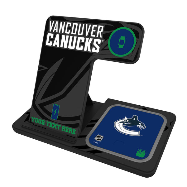Vancouver Canucks Personalized Tilt 3 in 1 Charging Station