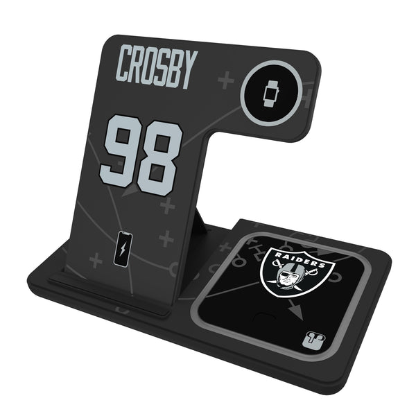 Maxx Crosby Las Vegas Raiders 98 Ready 3 in 1 Charging Station