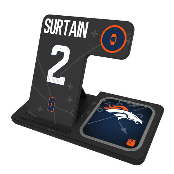 Pat Surtain II Denver Broncos 2 Ready 3 in 1 Charging Station