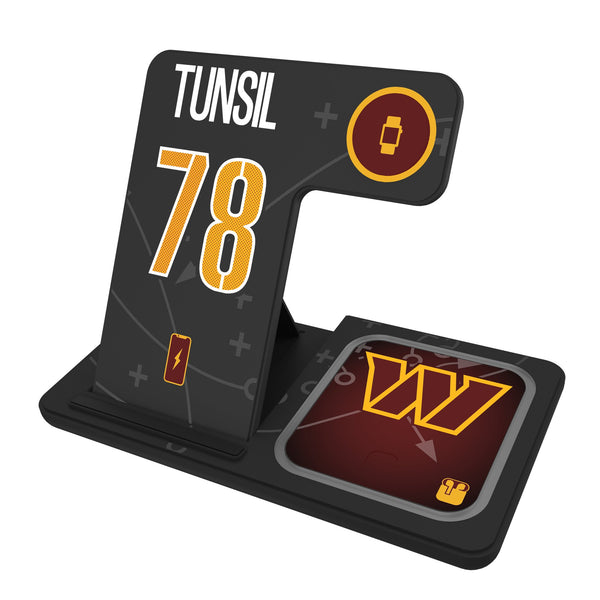 Laremy Tunsil Washington Commanders 78 Game Tactic 3 in 1 Charging Station