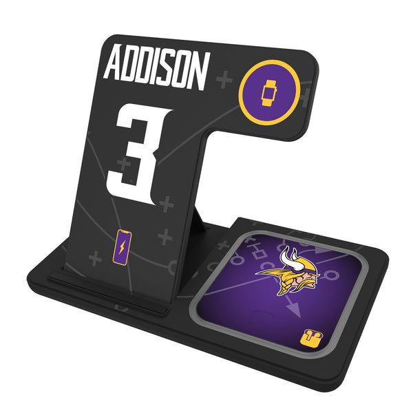 Jordan Addison Minnesota Vikings 3 Ready 3 in 1 Charging Station