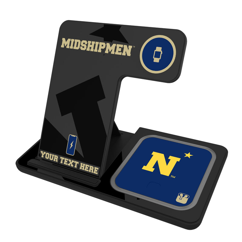 United State Naval Academy Midshipmen Personalized Tilt 3 in 1 Charging Station