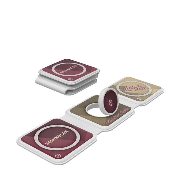 Florida State University Seminoles Athletic Wordmark Personalized Color Block Foldable 3 in 1 Charger