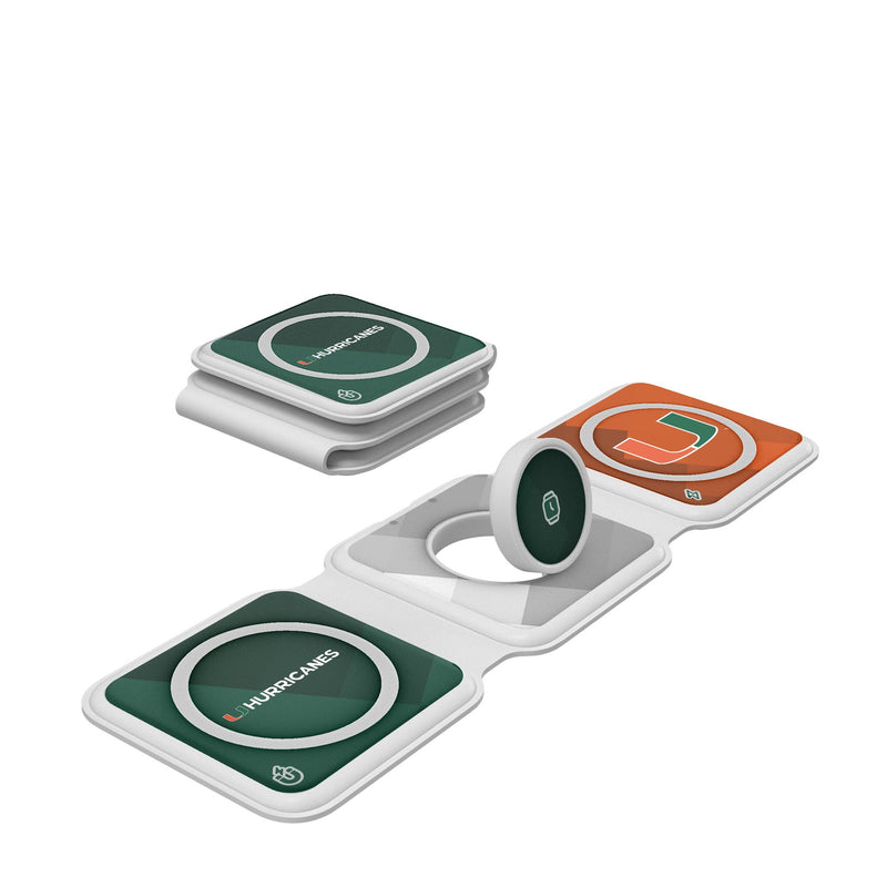 University of Miami Hurricanes Color Block Foldable 3 in 1 Charger