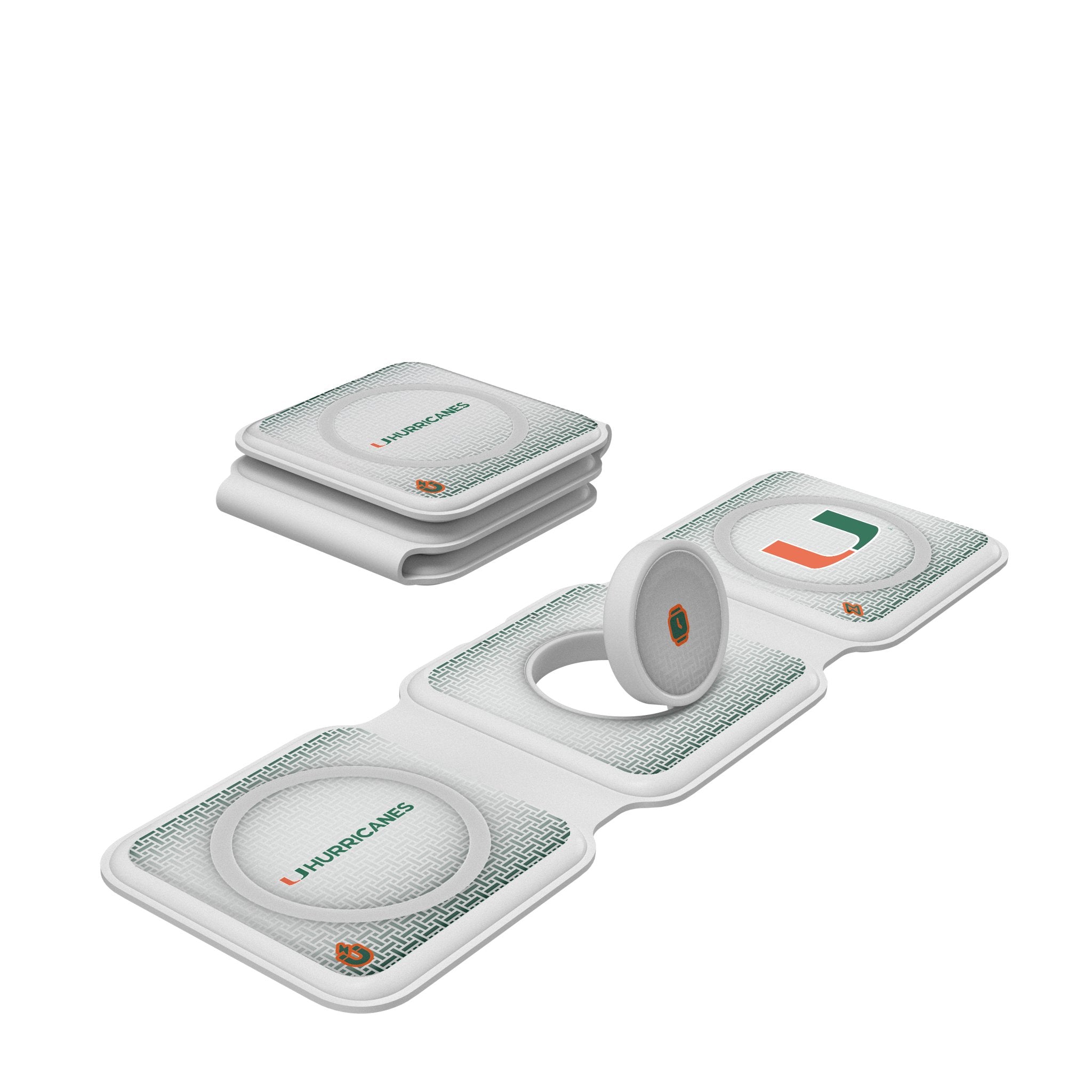 University of Miami Hurricanes Linen Foldable 3 in 1 Charger