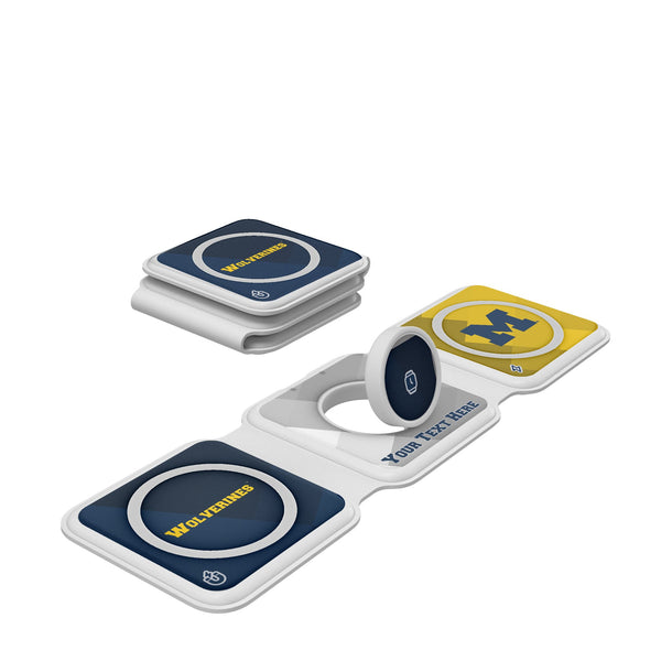 University of Michigan Wolverines Personalized Color Block Foldable 3 in 1 Charger