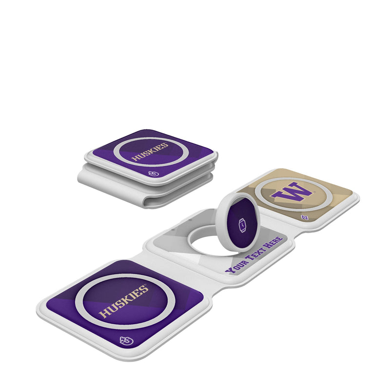 University of Washington Huskies Personalized Color Block Foldable 3 in 1 Charger