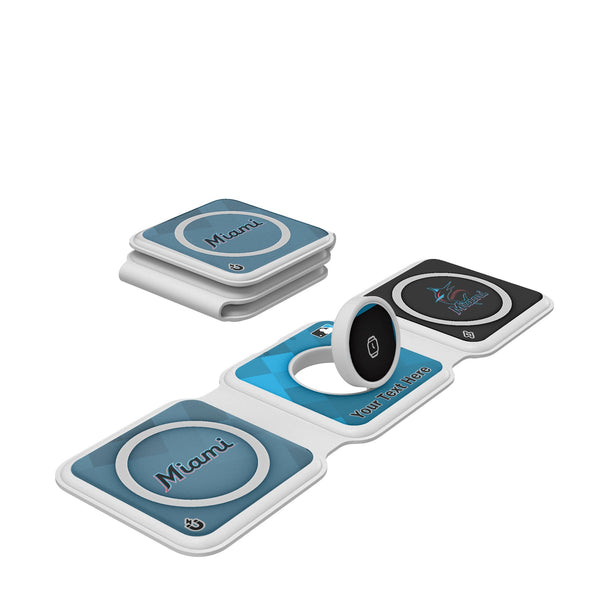 Miami Marlins Personalized Color Block Foldable 3 in 1 Charger
