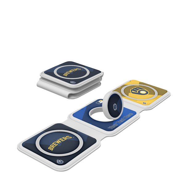 Milwaukee Brewers Personalized Color Block Foldable 3 in 1 Charger