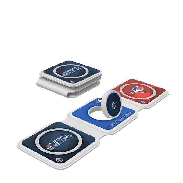Toronto Blue Jays Personalized Color Block Foldable 3 in 1 Charger