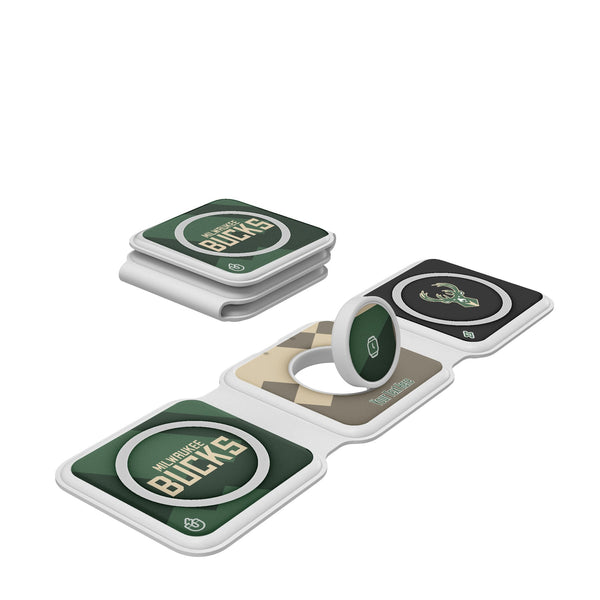 Milwaukee Bucks Personalized Color Block Foldable 3 in 1 Charger