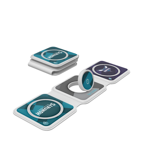 Charlotte Hornets Personalized Color Block Foldable 3 in 1 Charger