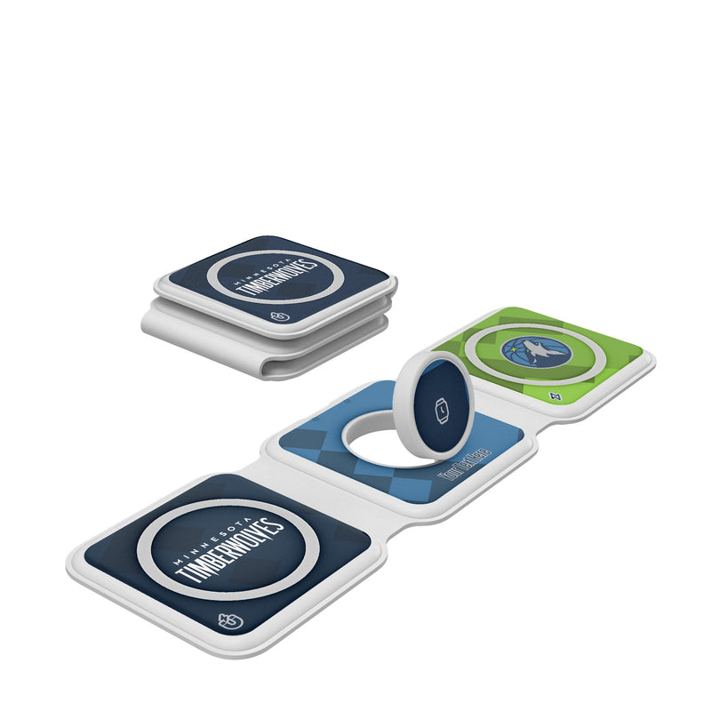 Minnesota Timberwolves Personalized Color Block Foldable 3 in 1 Charger
