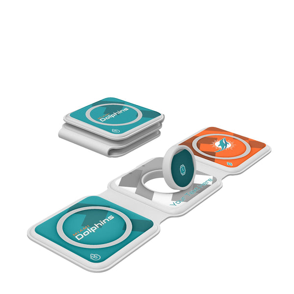 Miami Dolphins Personalized Color Block Foldable 3 in 1 Charger