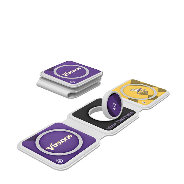Minnesota Vikings Personalized Color Block Foldable 3 in 1 Charger