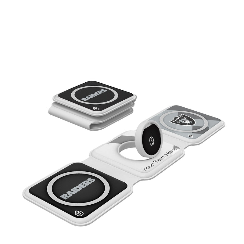 Las Vegas Raiders Personalized Color Block Foldable 3 in 1 Charger