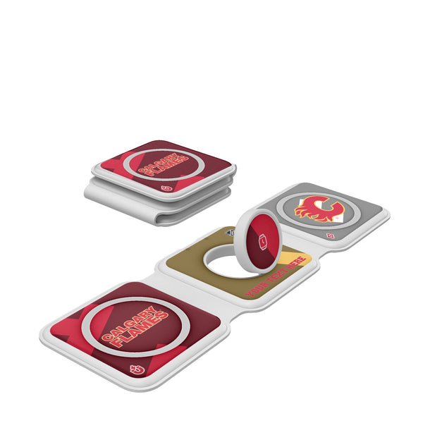 Calgary Flames Personalized Color Block Foldable 3 in 1 Charger