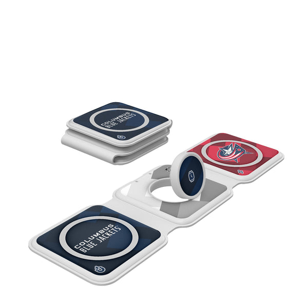 Columbus Blue Jackets Color Block Foldable 3 in 1 Charger