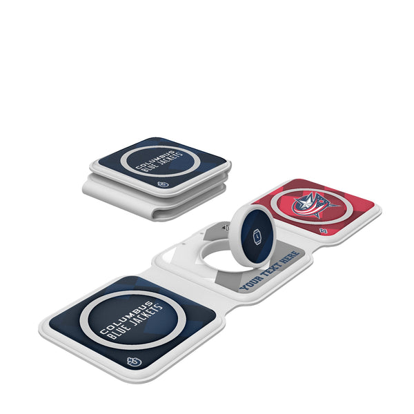 Columbus Blue Jackets Personalized Color Block Foldable 3 in 1 Charger