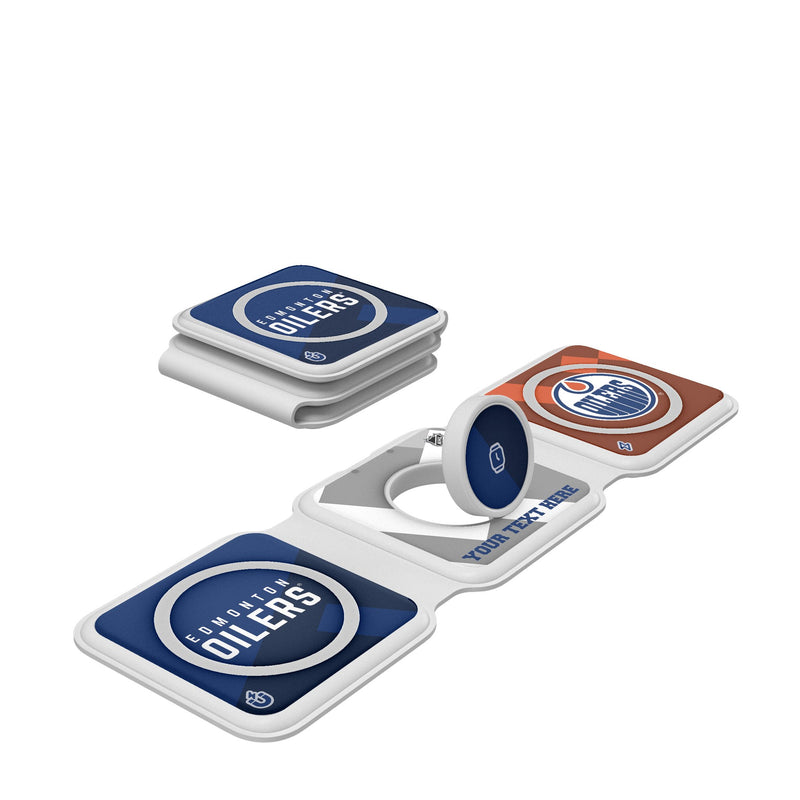 Edmonton Oilers Personalized Color Block Foldable 3 in 1 Charger