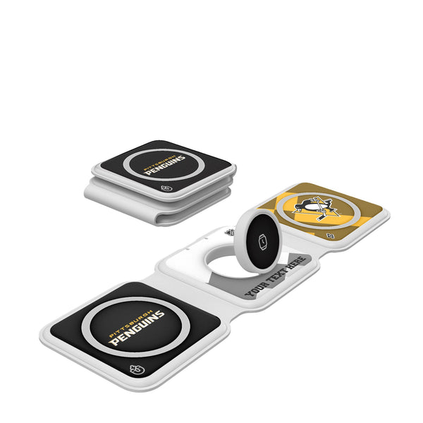 Pittsburgh Penguins Personalized Color Block Foldable 3 in 1 Charger