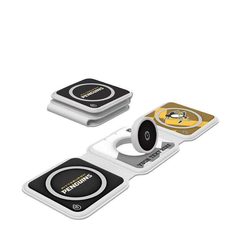 Pittsburgh Penguins Personalized Color Block Foldable 3 in 1 Charger